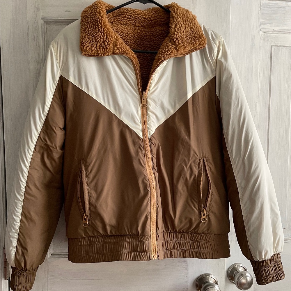 Camel Sierra Fleece Reversible Jacket- Zyia